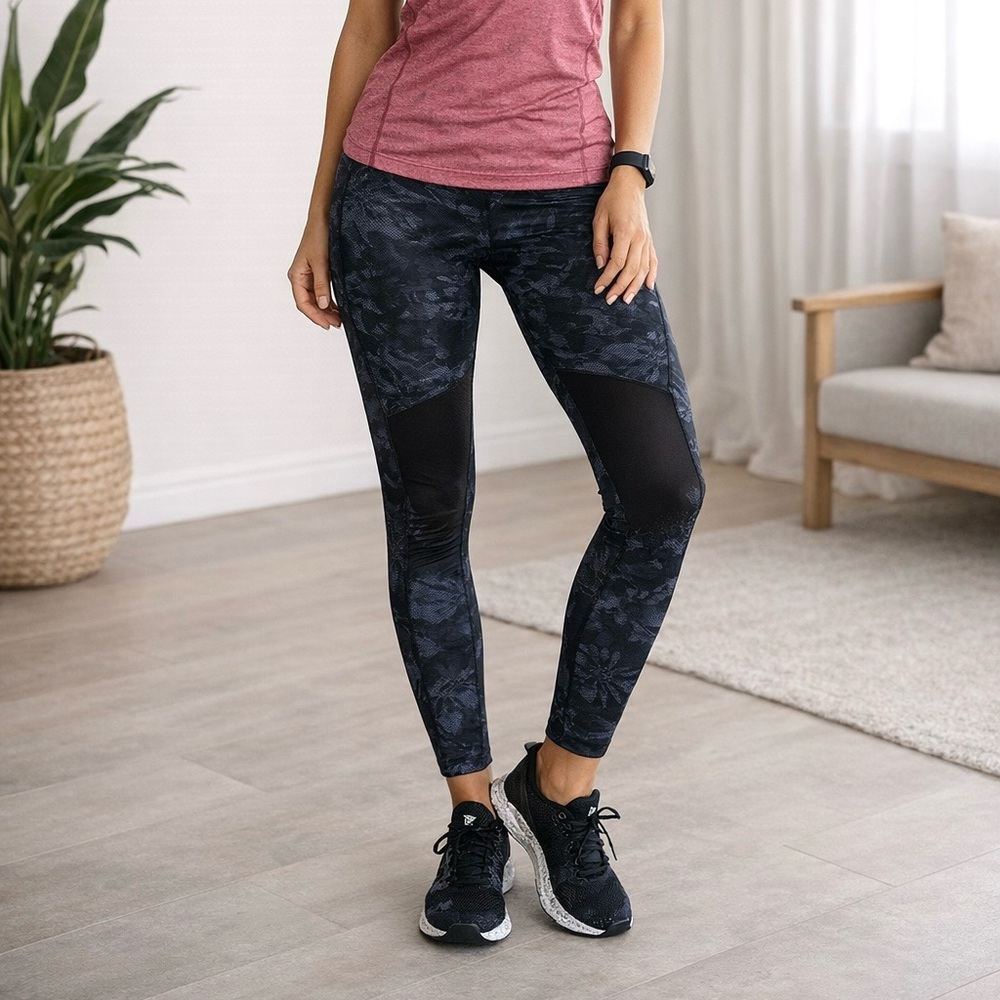 Jockey XL High Rise Performance Leggings Black Mesh Panel Athletic - Picture 14 of 14